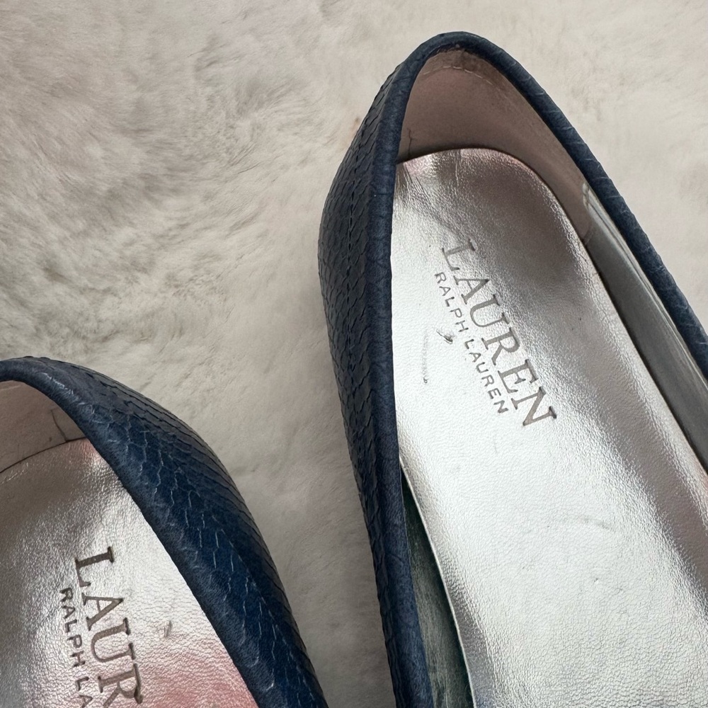 Ralph Lauren Navy Textured Loafers - Picture 3 of 6